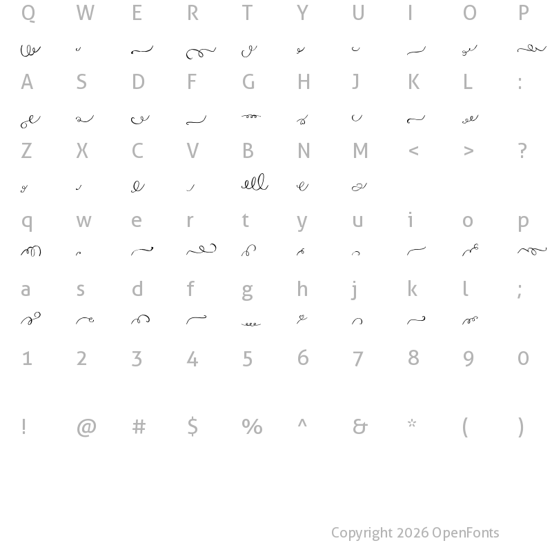 Character Map of Hello Flarinda Swashes Regular