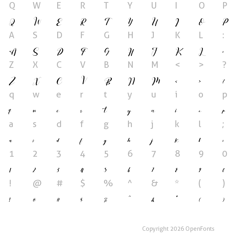 Character Map of Hello Saffana Italic