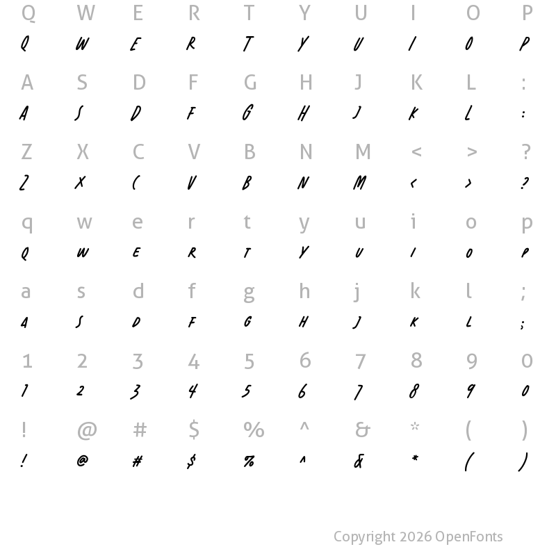 Character Map of Hello Sister Sans demo Regular