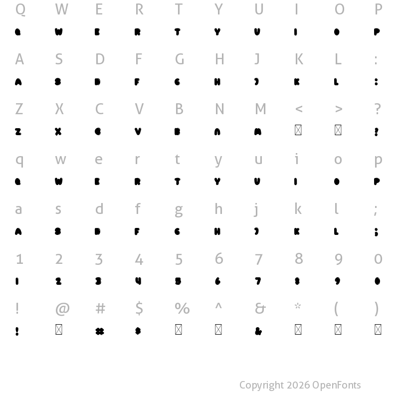 Character Map of Hello Vanilla Regular
