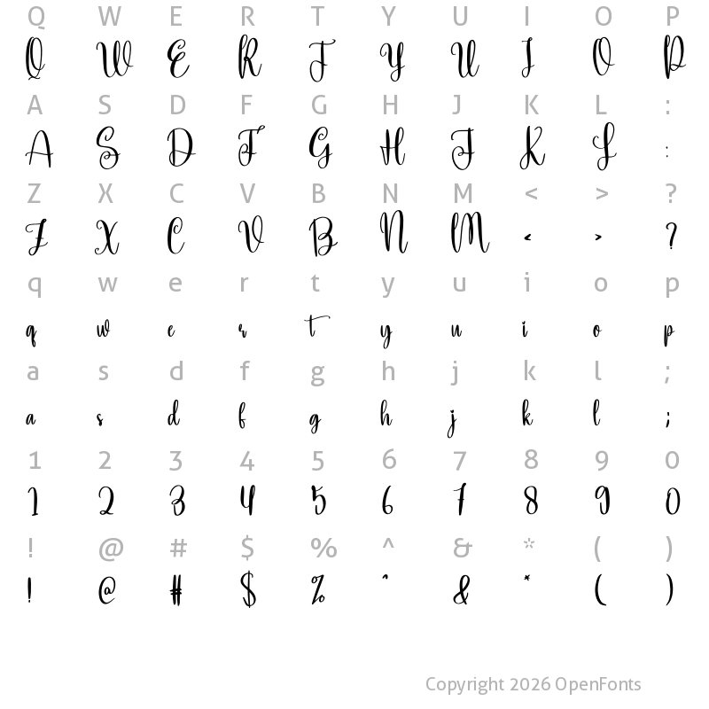 Character Map of Hello Wedding Regular
