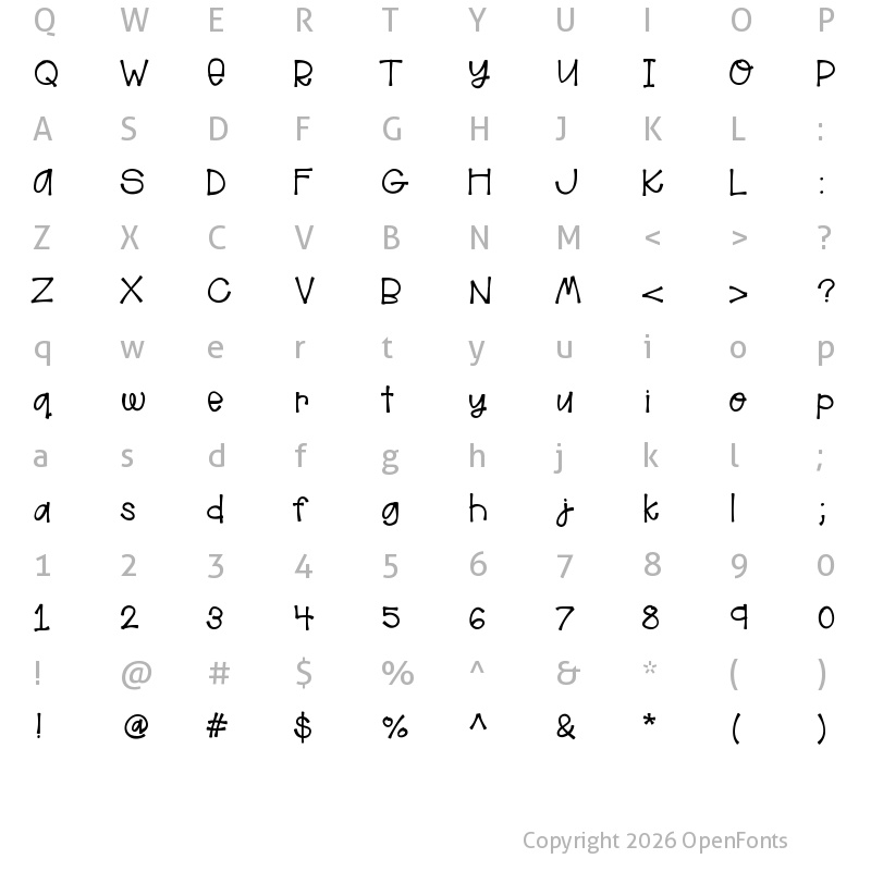 Character Map of HelloAloha Medium