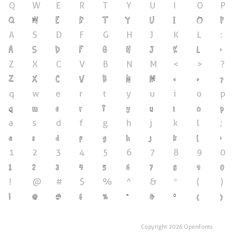 Character Map of Hellofreeday Outline DEMO Regular