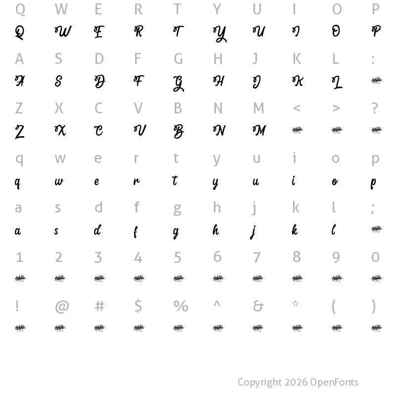 Character Map of Hellosty Blast Regular