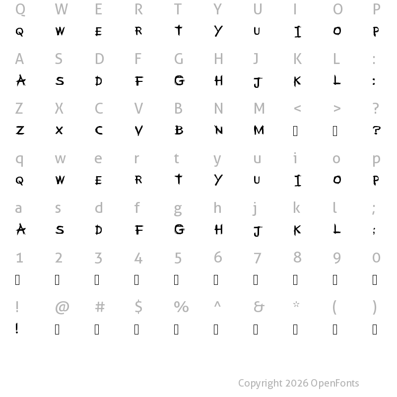 Character Map of Hells Cemetery Regular