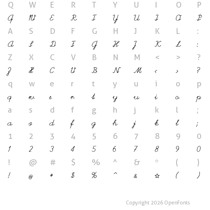 Character Map of Helvetia Verbundene Regular