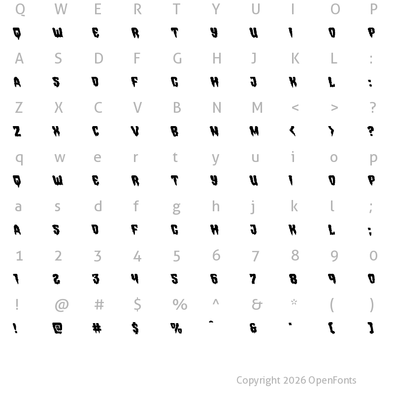 Character Map of Hemogoblin Leftalic Italic