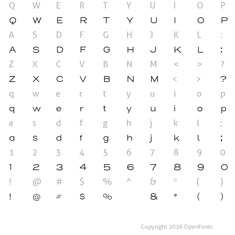Character Map of Henderson Sans Basic Light