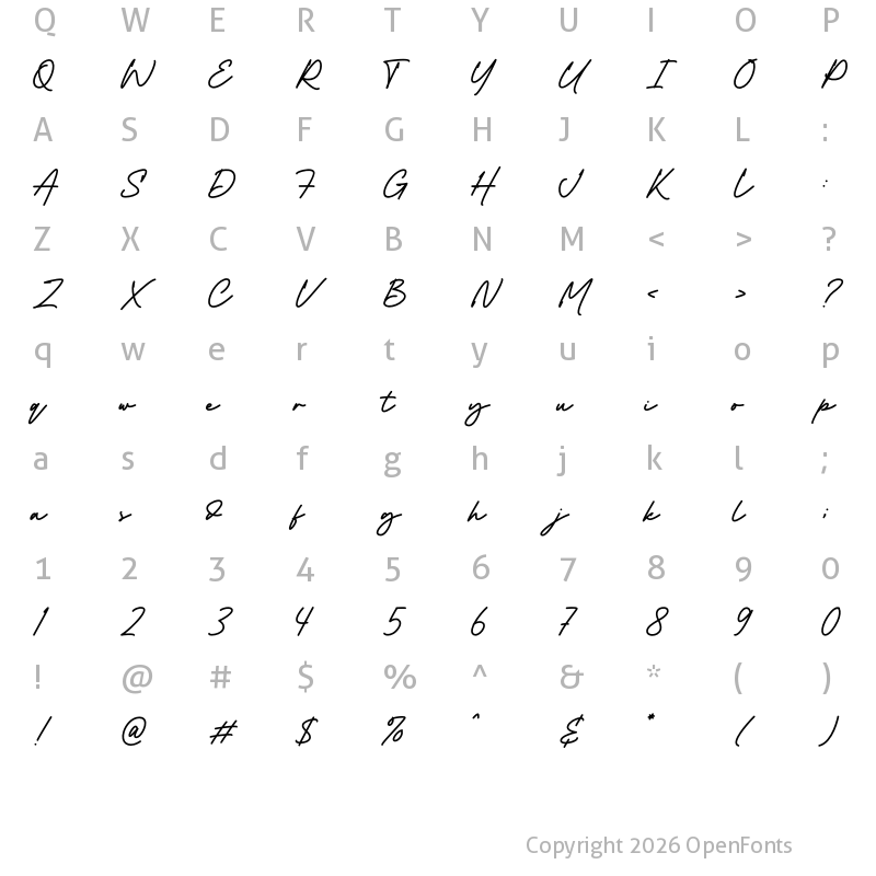 Character Map of Hendrigo Regular