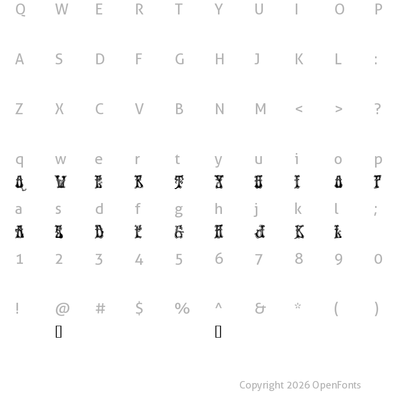 Character Map of Hendrix Demo Regular