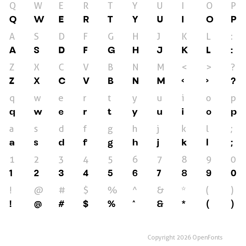 Character Map of Henju Bold