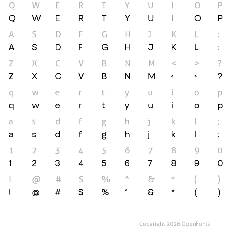 Character Map of Henju Demo Bold