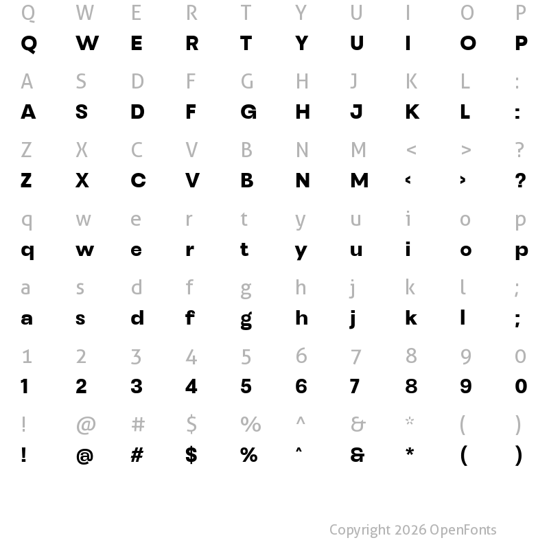 Character Map of Henju Extra Bold