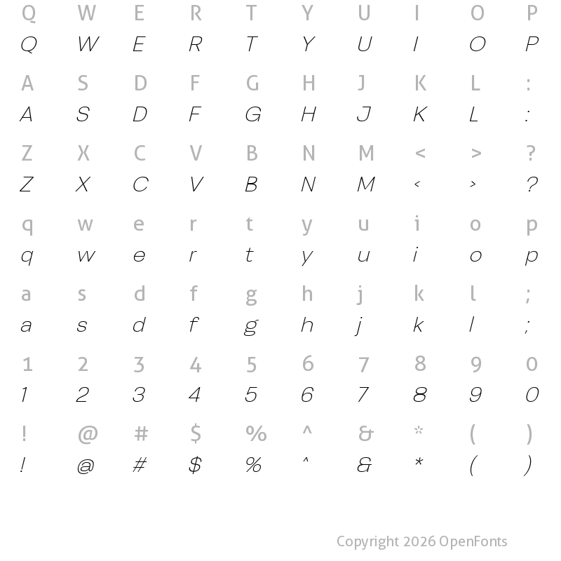Character Map of Henju Thin