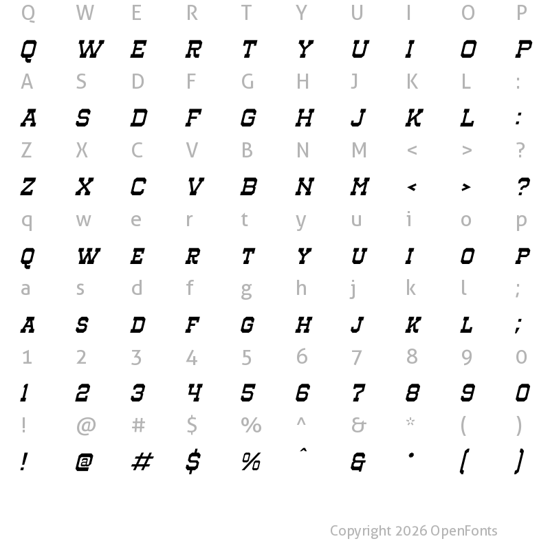Character Map of Henk Singer Italic