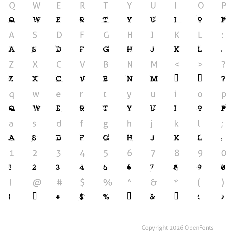 Character Map of Heroin 07 Regular