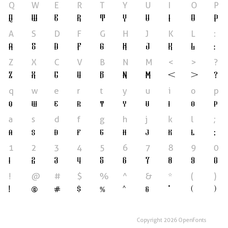 Character Map of Hewina Regular