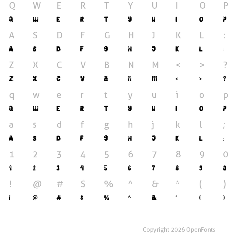 Character Map of Hey Kidos Regular
