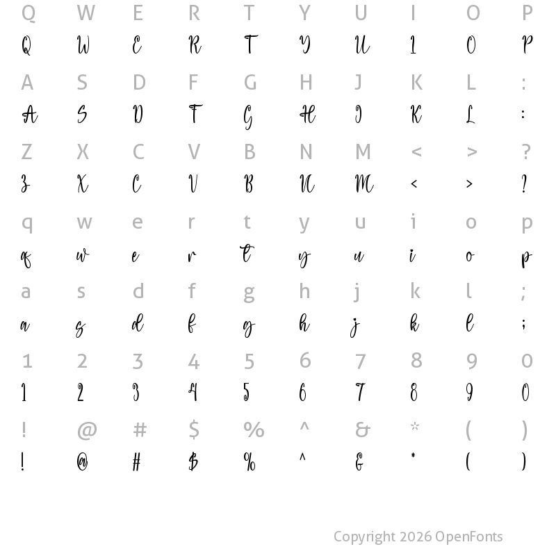 Character Map of Heygirl Regular