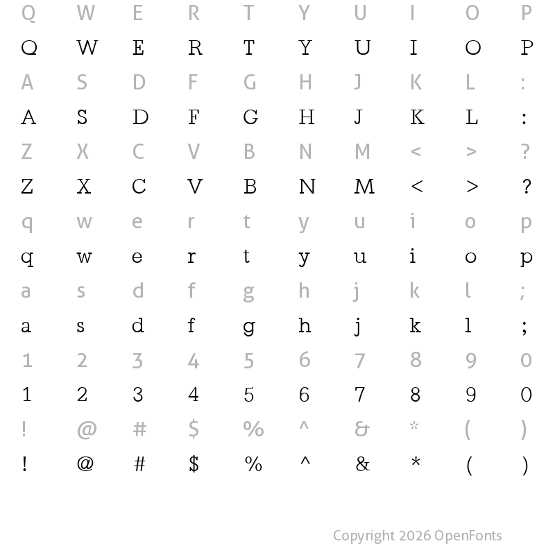 Character Map of HFBronte HFBronte