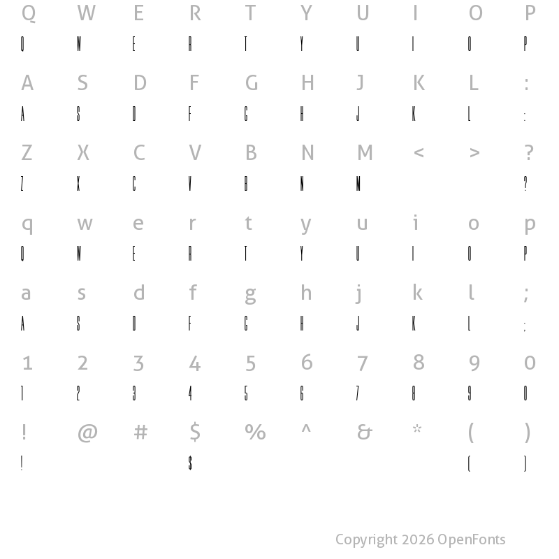 Character Map of HFF Jammed Pack Regular