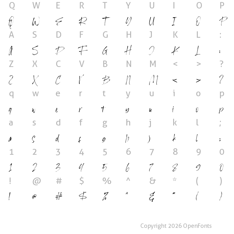 Character Map of Hi Morgane Regular