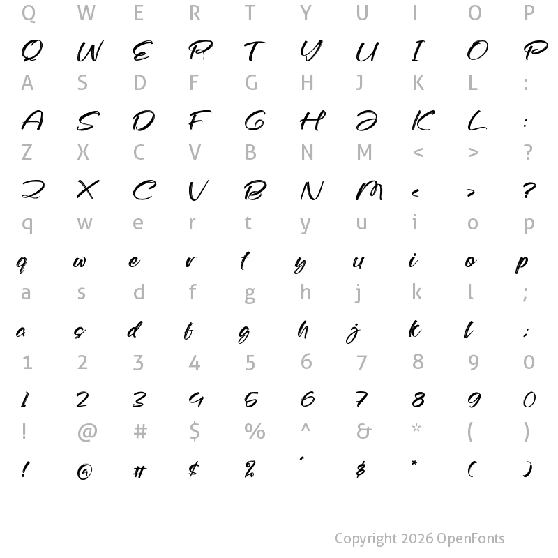 Character Map of Hicks Bryant Regular