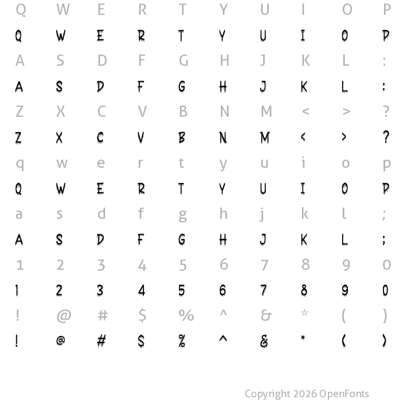Character Map of Hideous Regular