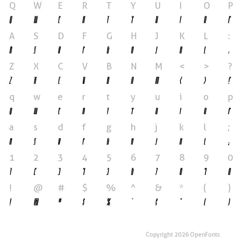 Character Map of HighRise BB Italic
