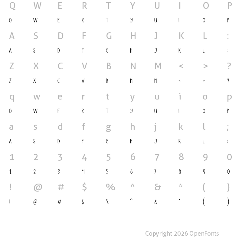 Character Map of Hight Night Regular