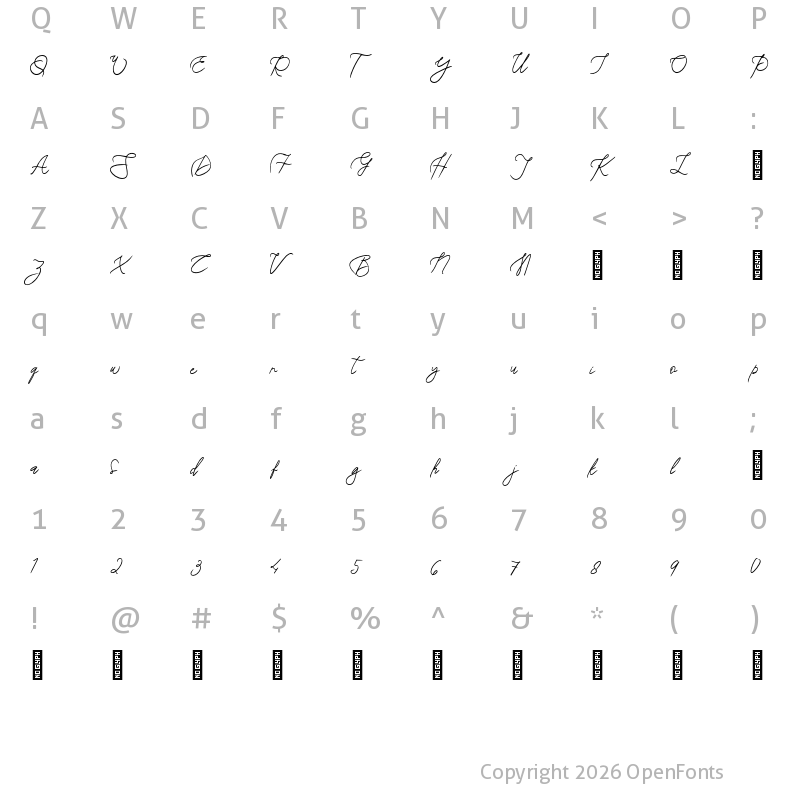 Character Map of Hijabella Personal Use Regular