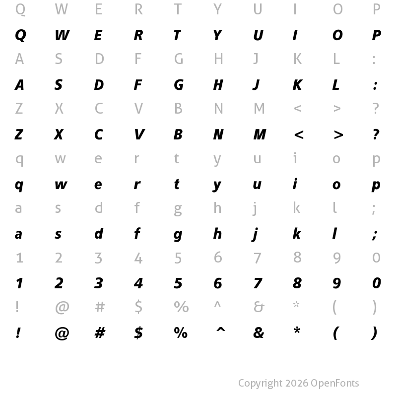 Character Map of Hilal 2006 Italic