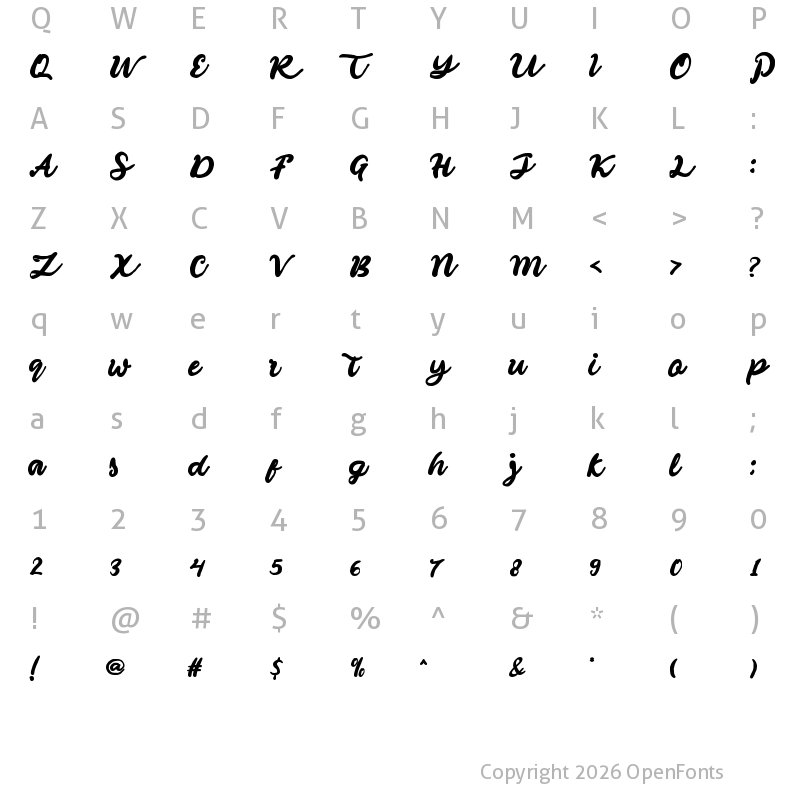 Character Map of Hillaw Regular