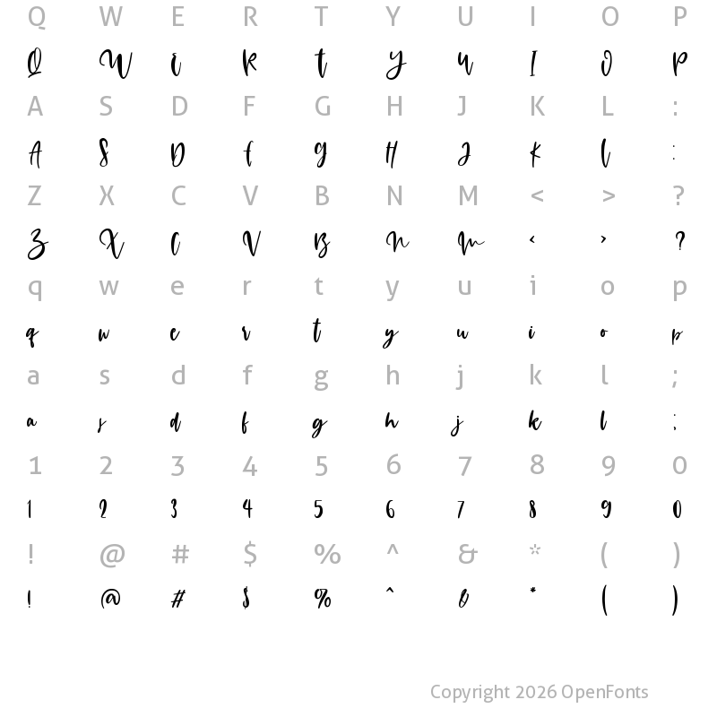 Character Map of Hillogam Personal Use Only Regular
