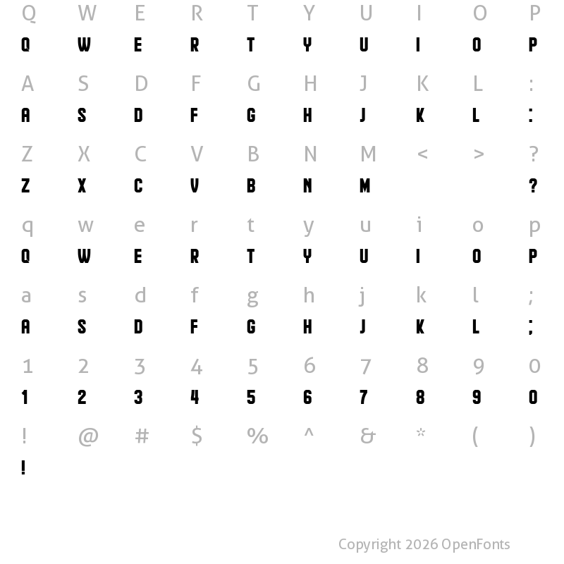 Character Map of Hindenburg Regular