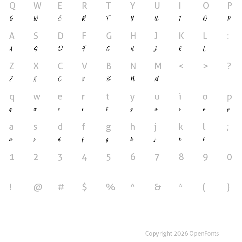 Character Map of Hindyloft Free Regular