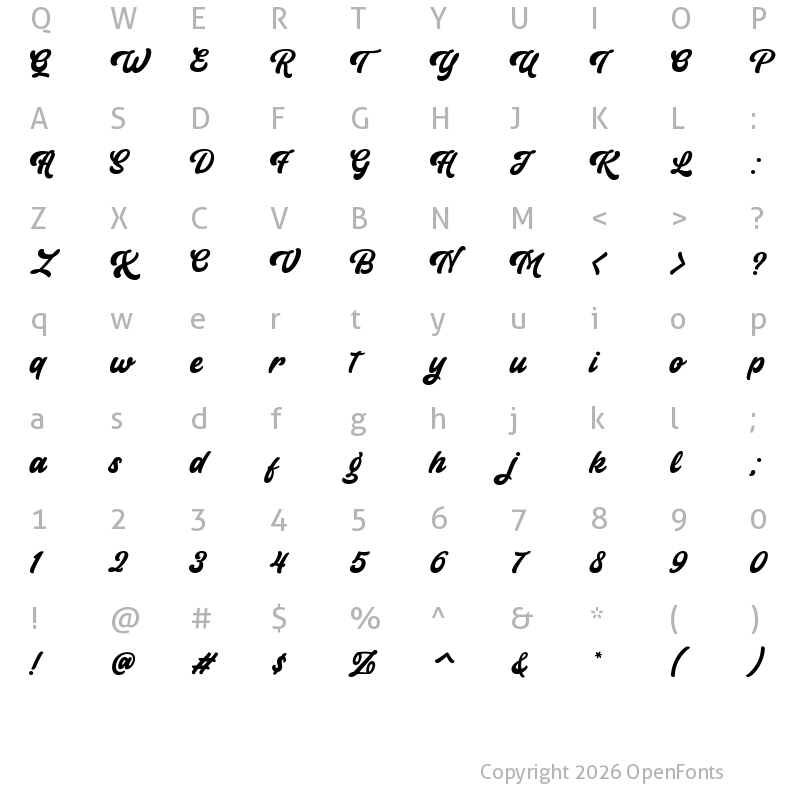 Character Map of Hioganke Regular