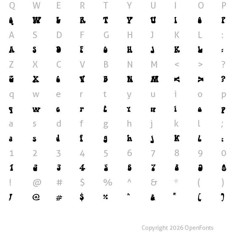 Character Map of Hippie movement Regular