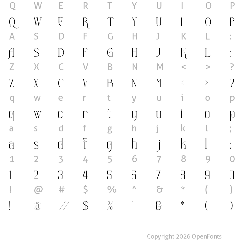 Character Map of Histeria Regular