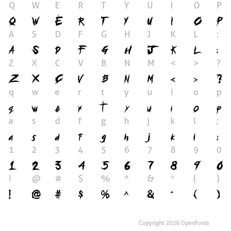 Character Map of HisteriA Regular