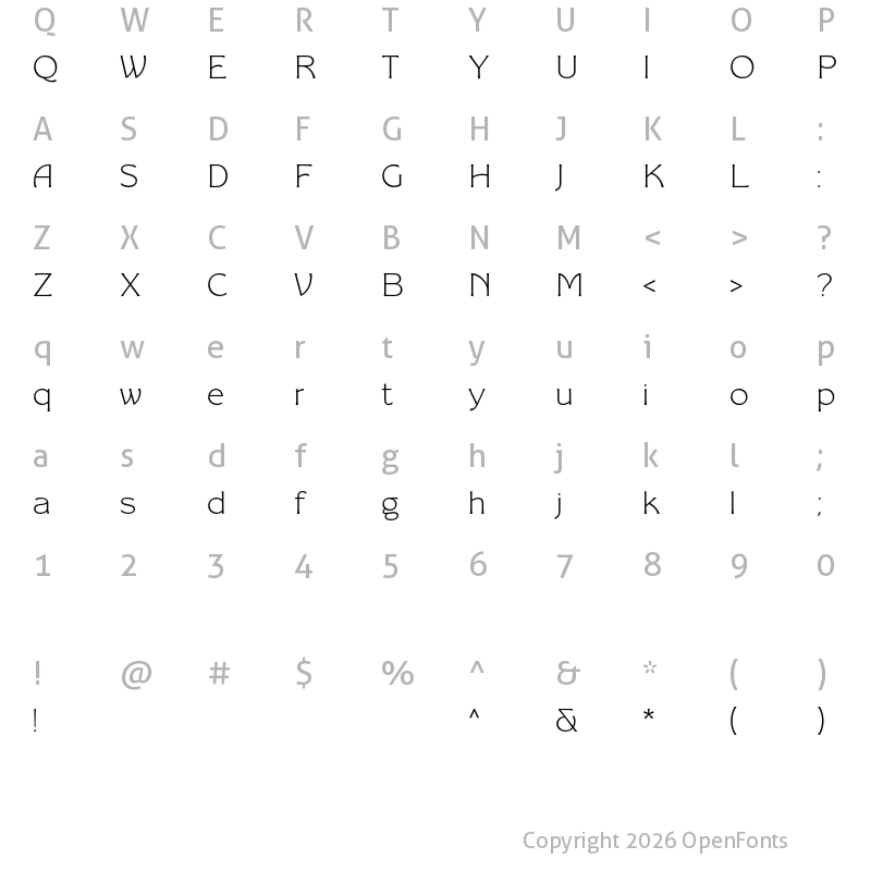 Character Map of Historica Regular