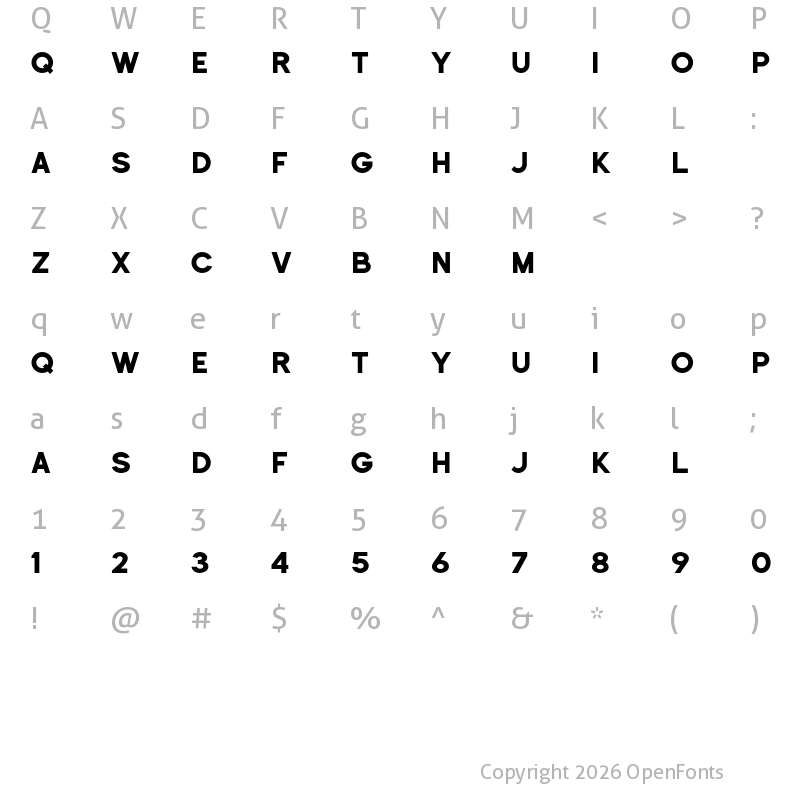 Character Map of Historical Sans