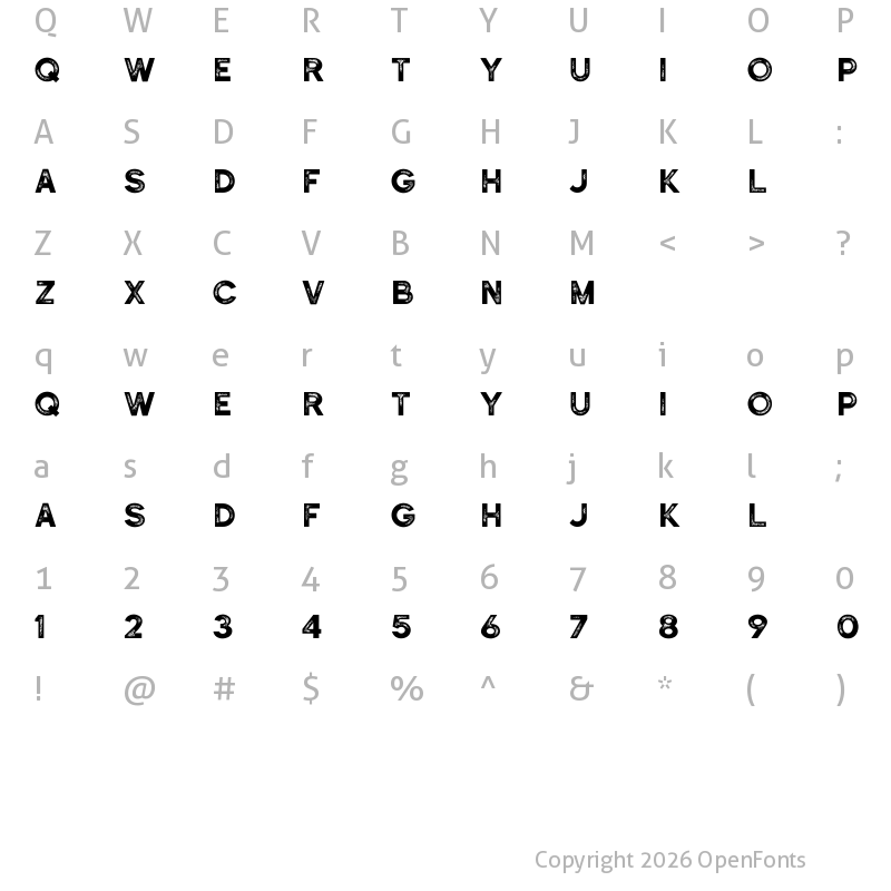 Character Map of Historical Sans Textured