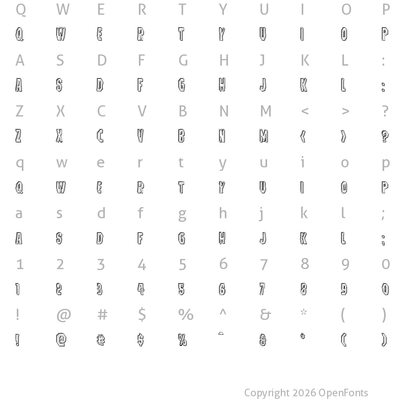 Character Map of Hitchblock Engraved Regular