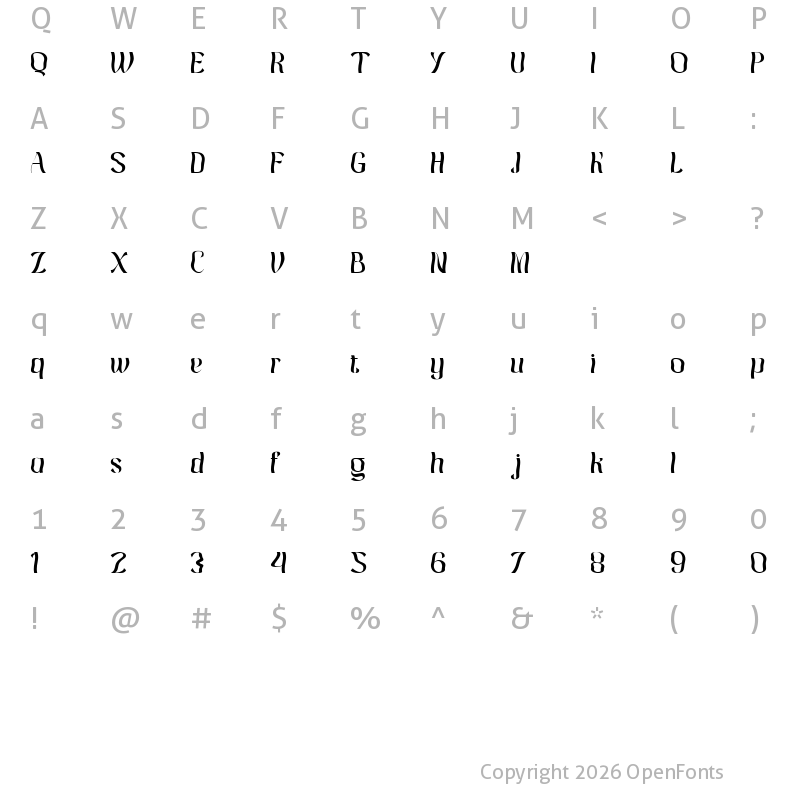 Character Map of Hiylard Regular