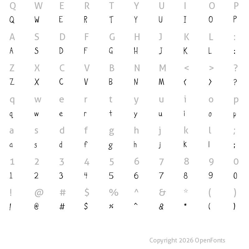 Character Map of Hockey is Lif Medium