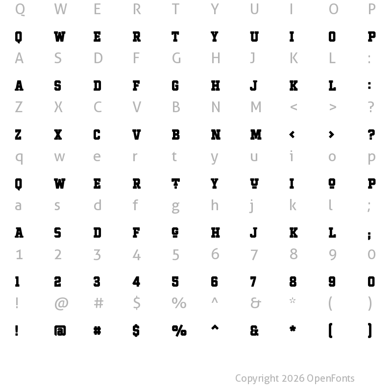 Character Map of Hockeynight Serif Black
