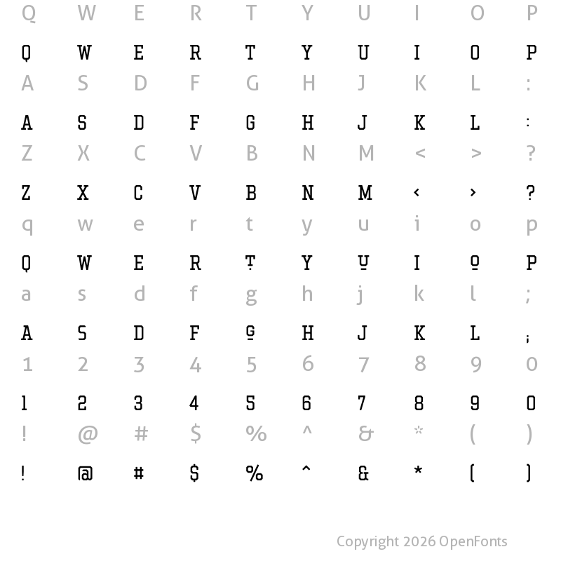 Character Map of Hockeynight Serif Regular