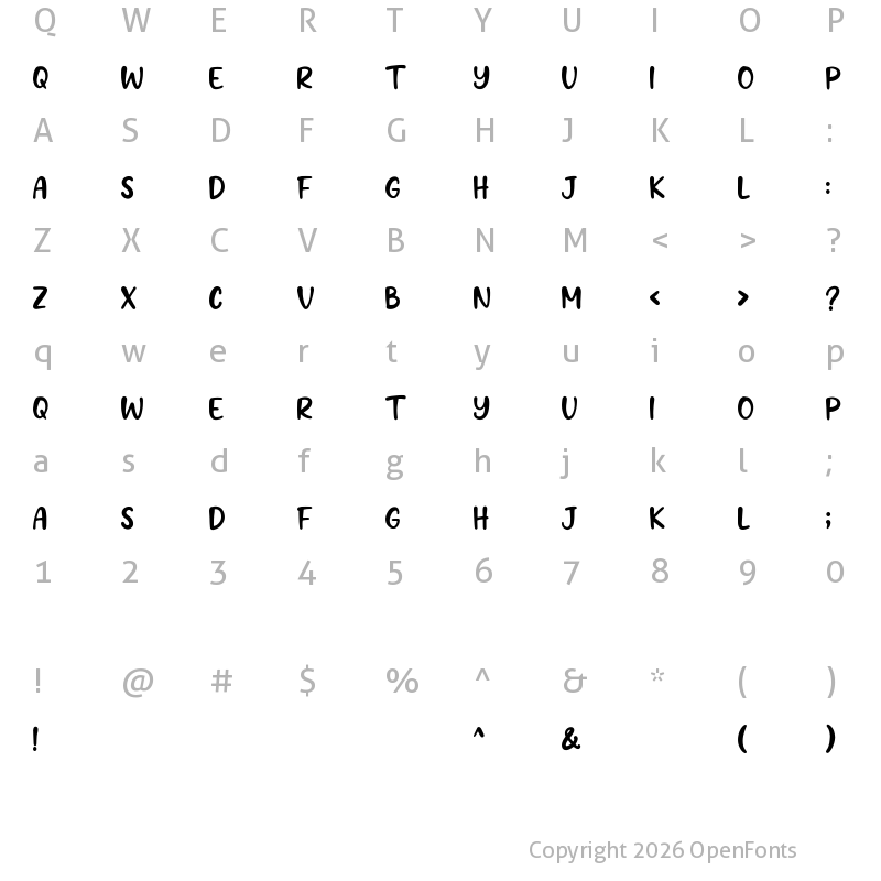 Character Map of Hoecake DEMO Regular