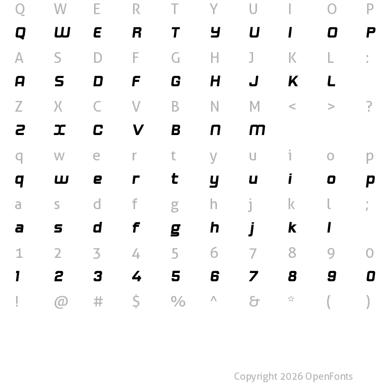 Character Map of Hogira Extra Black Italic